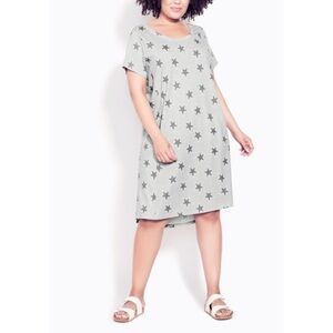 Zim & ZOE 20W-28W Hello Sunshine Grey Star Cotton Hi-Lo Dress (R26.6)